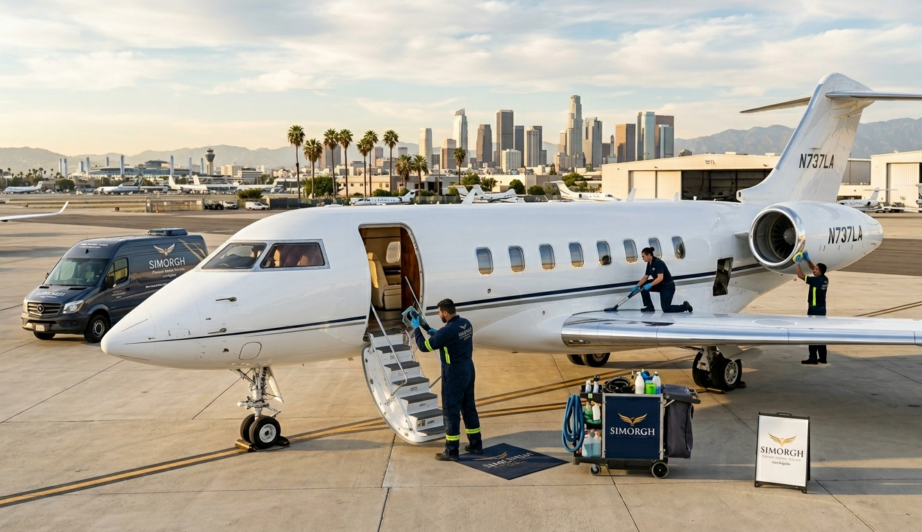 Private Jet & Aircraft Cleaning At Simorgh Service Group, we provide comprehensive and professional aircraft cleaning solutions in compliance with the highest aviation industry standards.